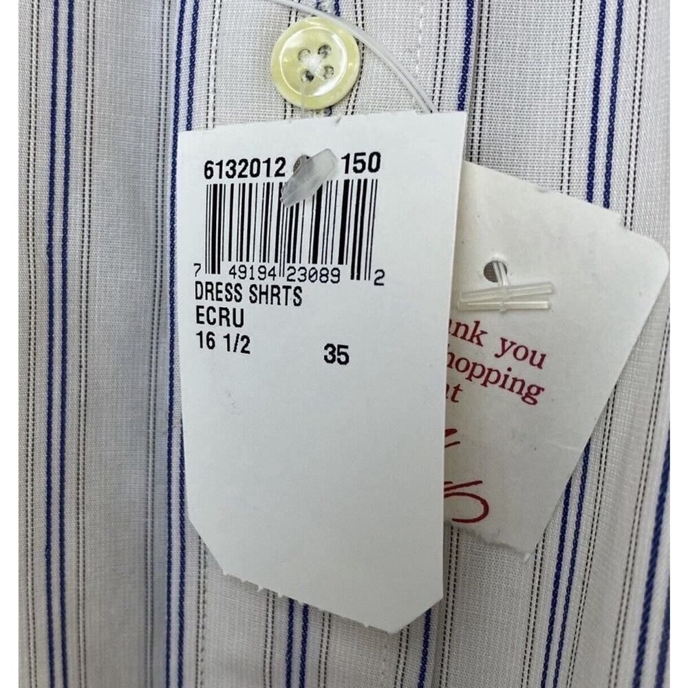 Vintage Burberrys of London Shirt 16.5 35 NWT USA Cotton Ecru Stripe 90s - Picture 4 of 7